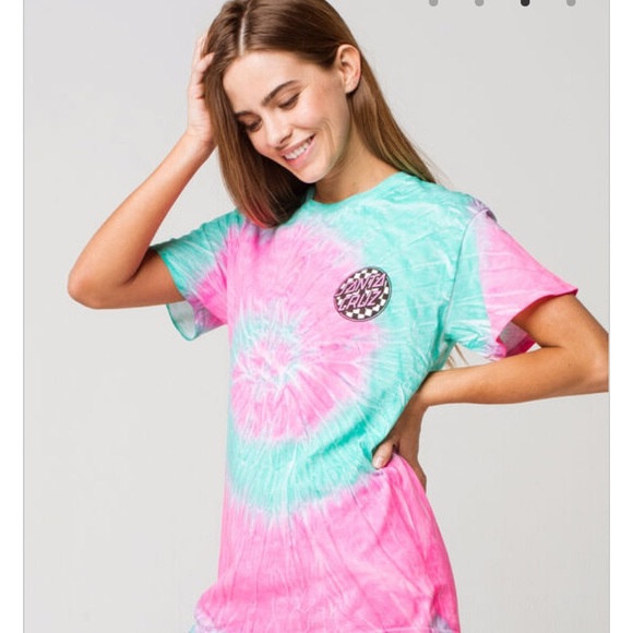Tye dye blue ladies Santa Cruz SS medium top - Picture 4 of 5